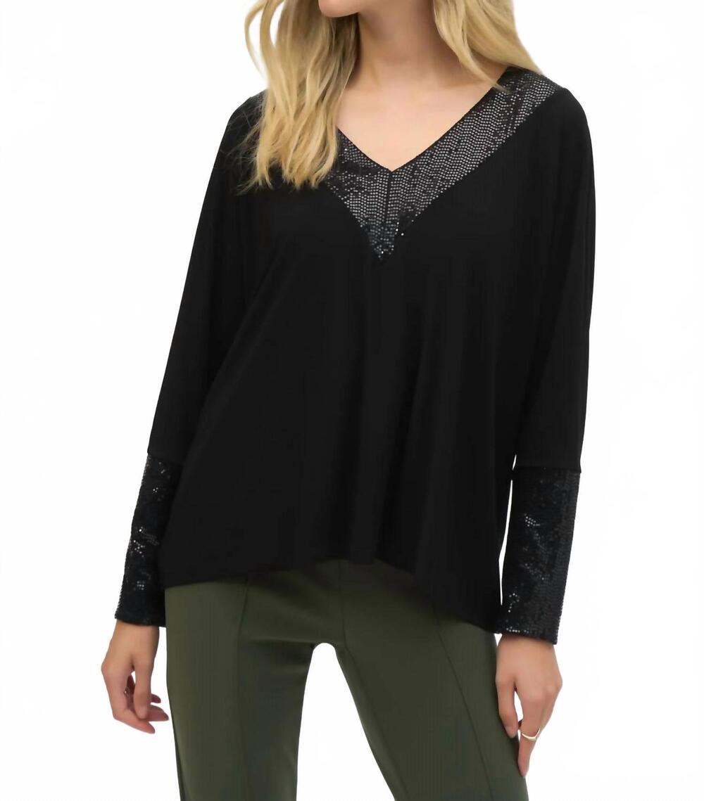 NEW JOSEPH RIBKOFF sequin boxy top in black
